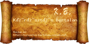 Körösztös Bertalan névjegykártya